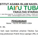 Pengumuman Edaran PKL (Praktek Kerja Lapangan) Prodi Hukum Keluarga Islam IAINU Tuban