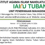Pengumuman Penerimaan Mahasiswa Baru Gelombang I TA 2026/2027