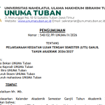 Edaran Pelaksanaan UTS Semester Ganjil 2026 UNUMA Tuban
